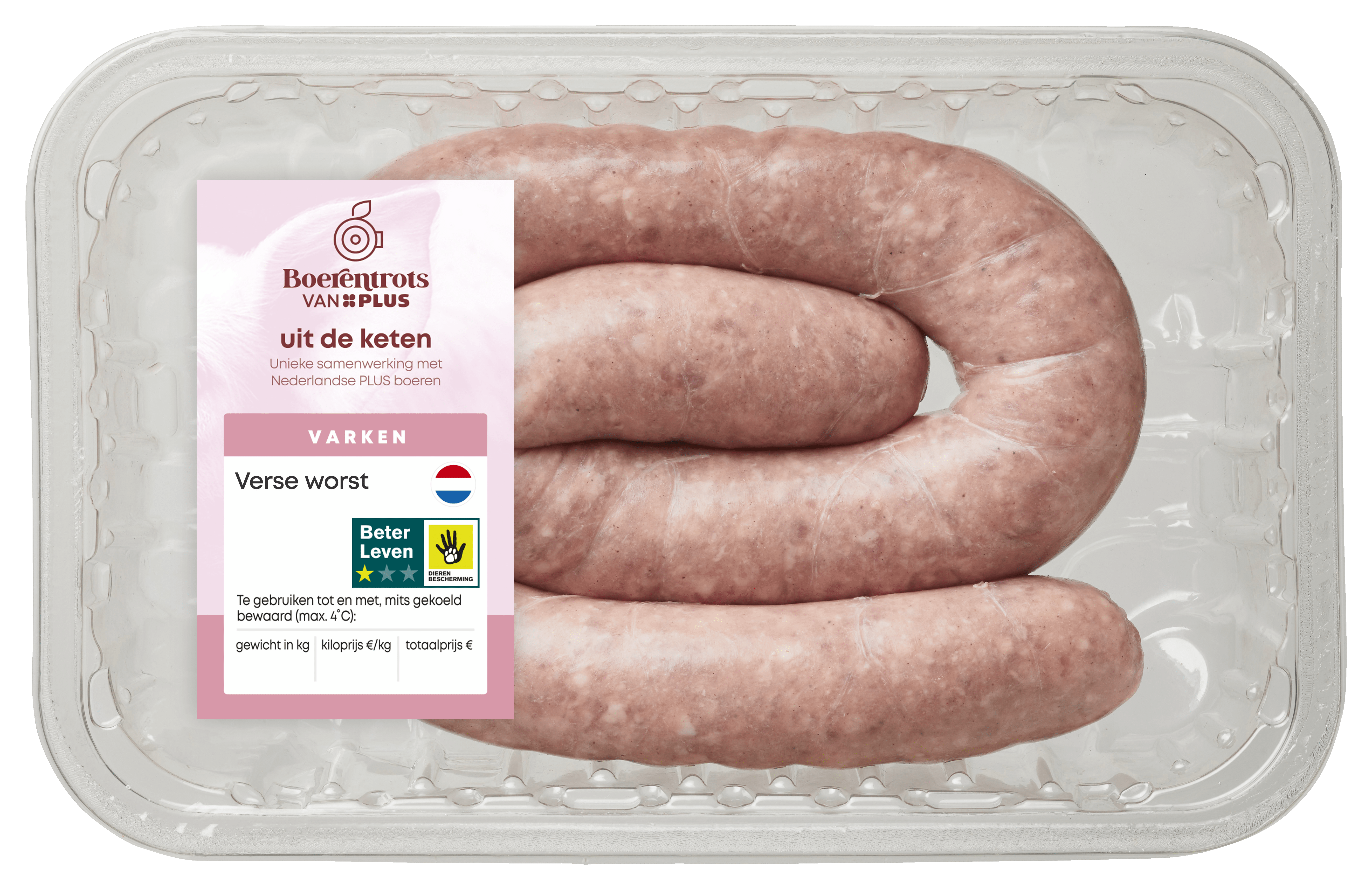 PLUS Boerentrots Verse worst grof Tray 500 g