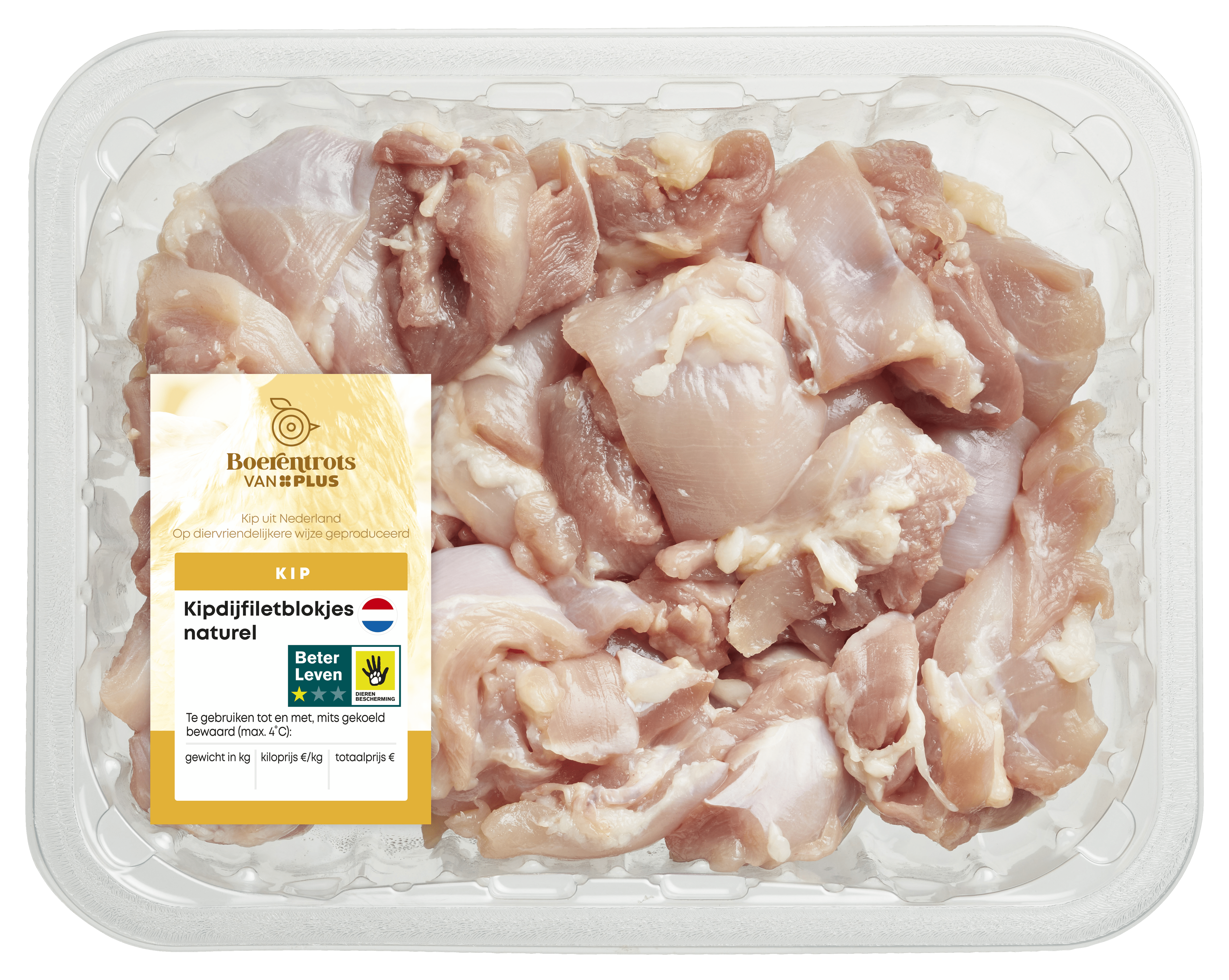 PLUS Boerentrots Kipdijfiletblokjes Tray 500 g