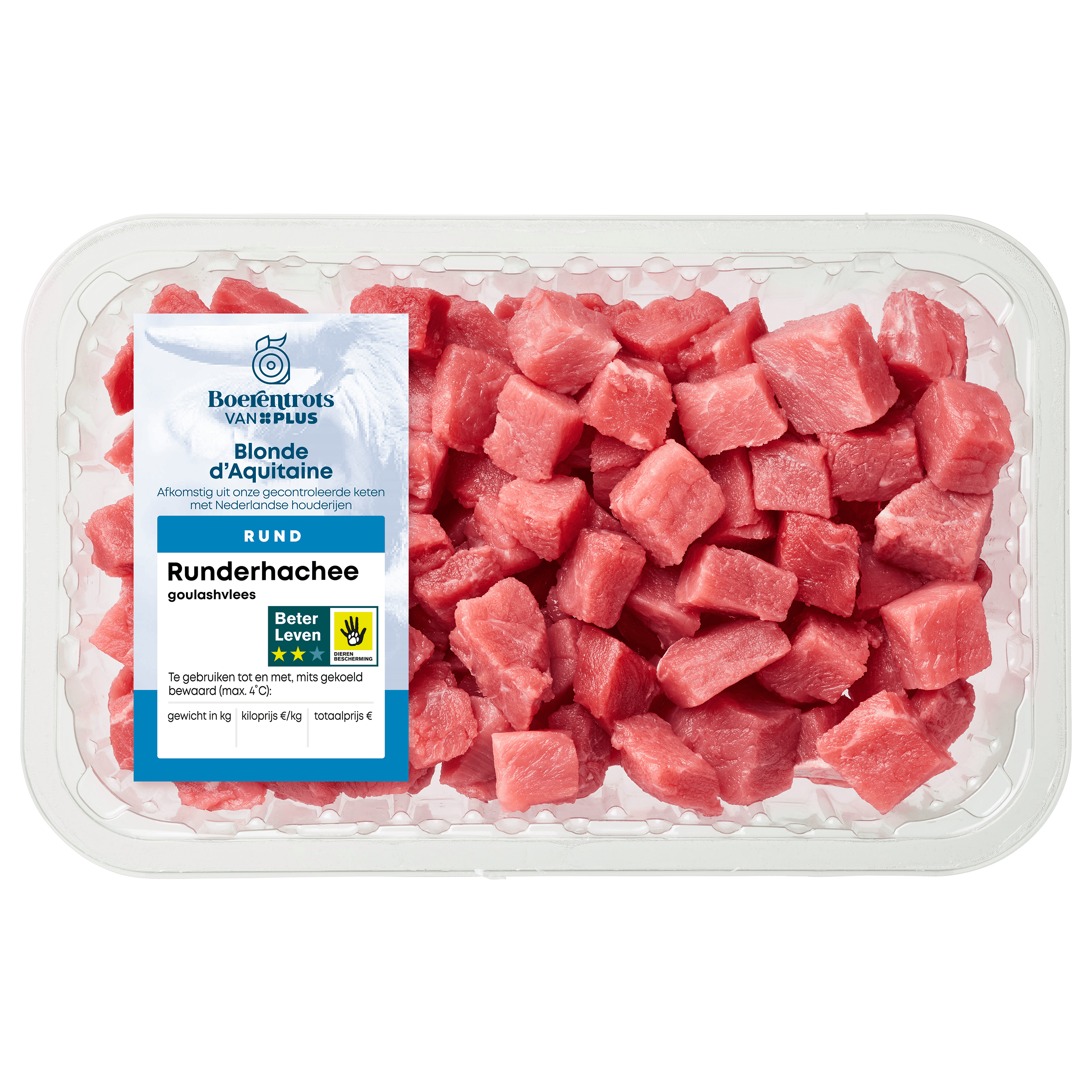 PLUS Boerentrots Runderhachee Goulashvlees 500 gram