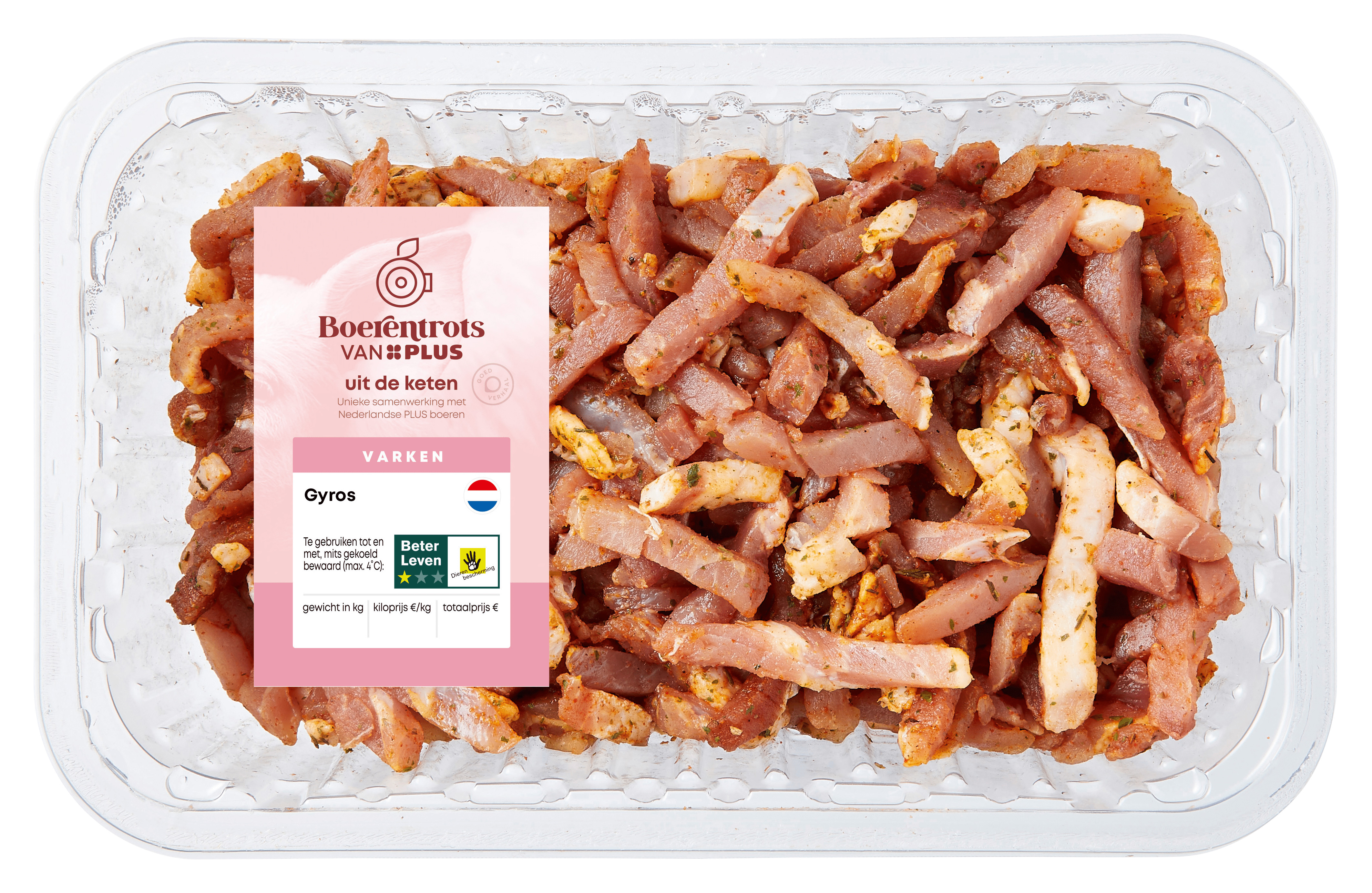 PLUS Boerentrots Gyrosreepjes 500gr Tray 500 g