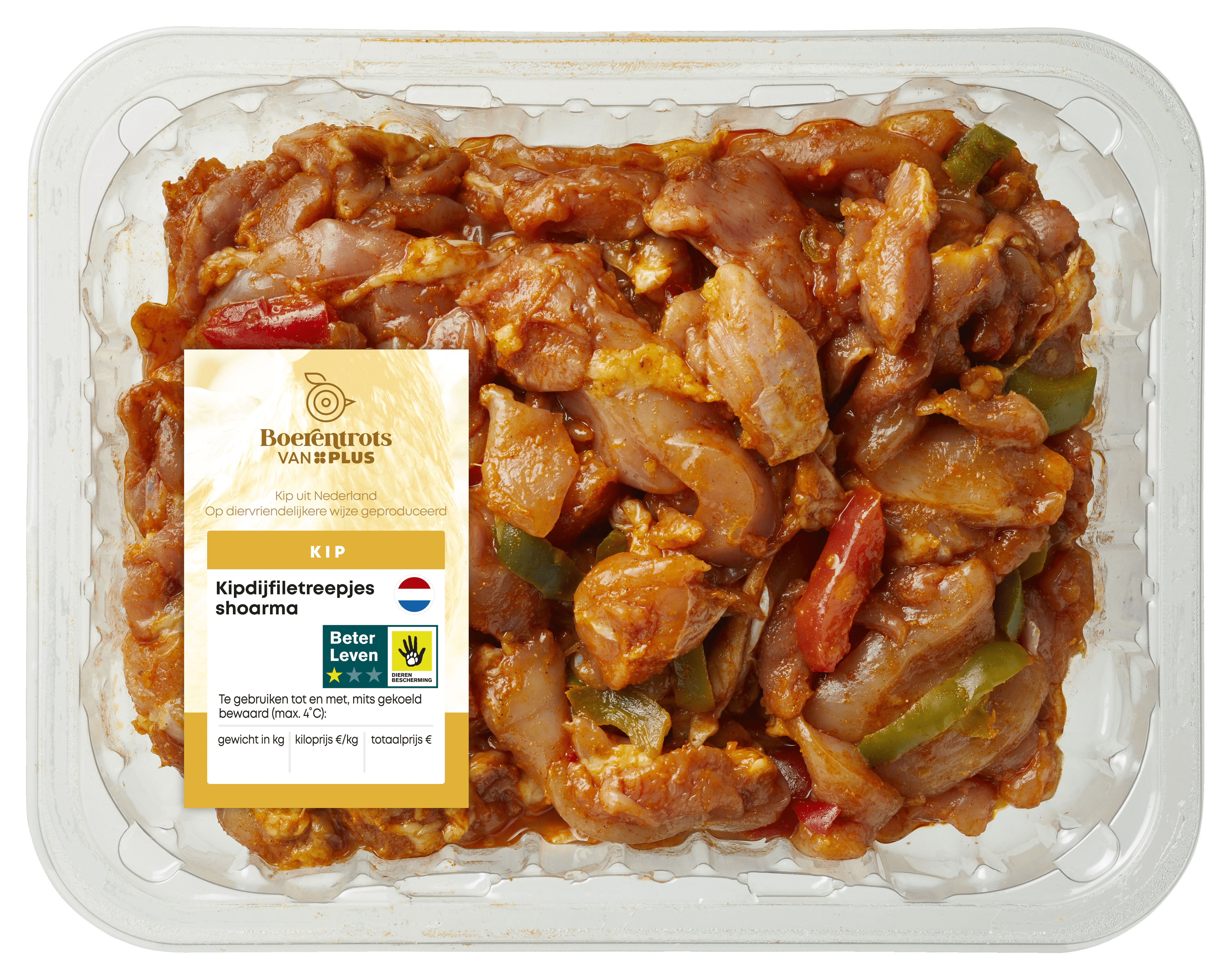 PLUS Boerentrots Kipreepjes shoarma Tray 500 g