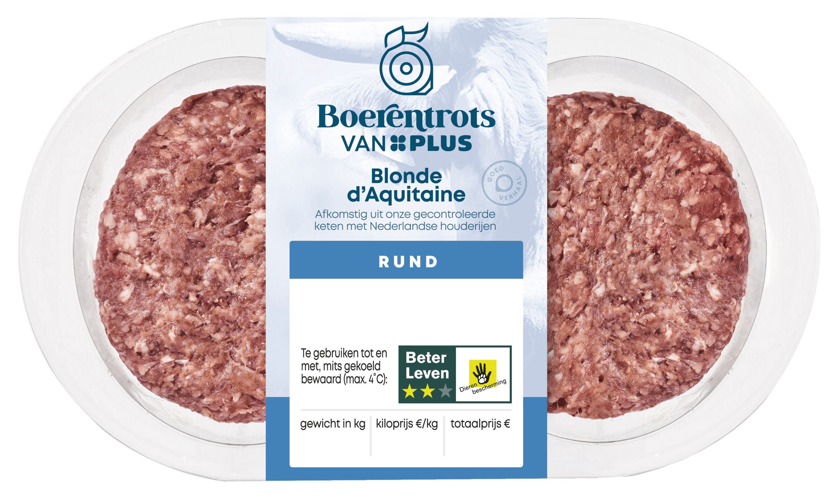 PLUS Boerentrots Angus burger 2 stuks Stuk 250 g