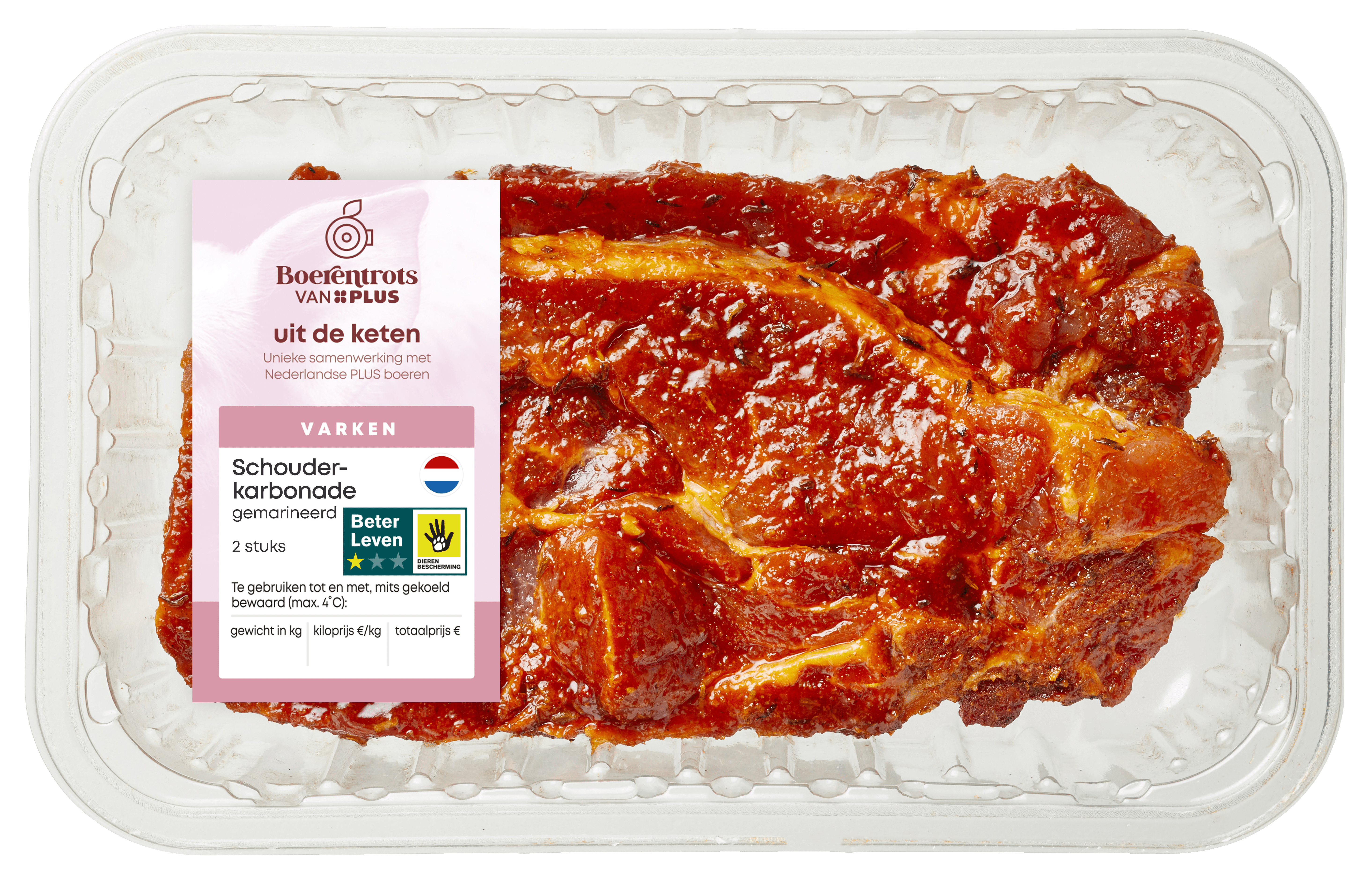 PLUS Boerentrots Schouderkarbonade gemarineerd 2st 250 gram