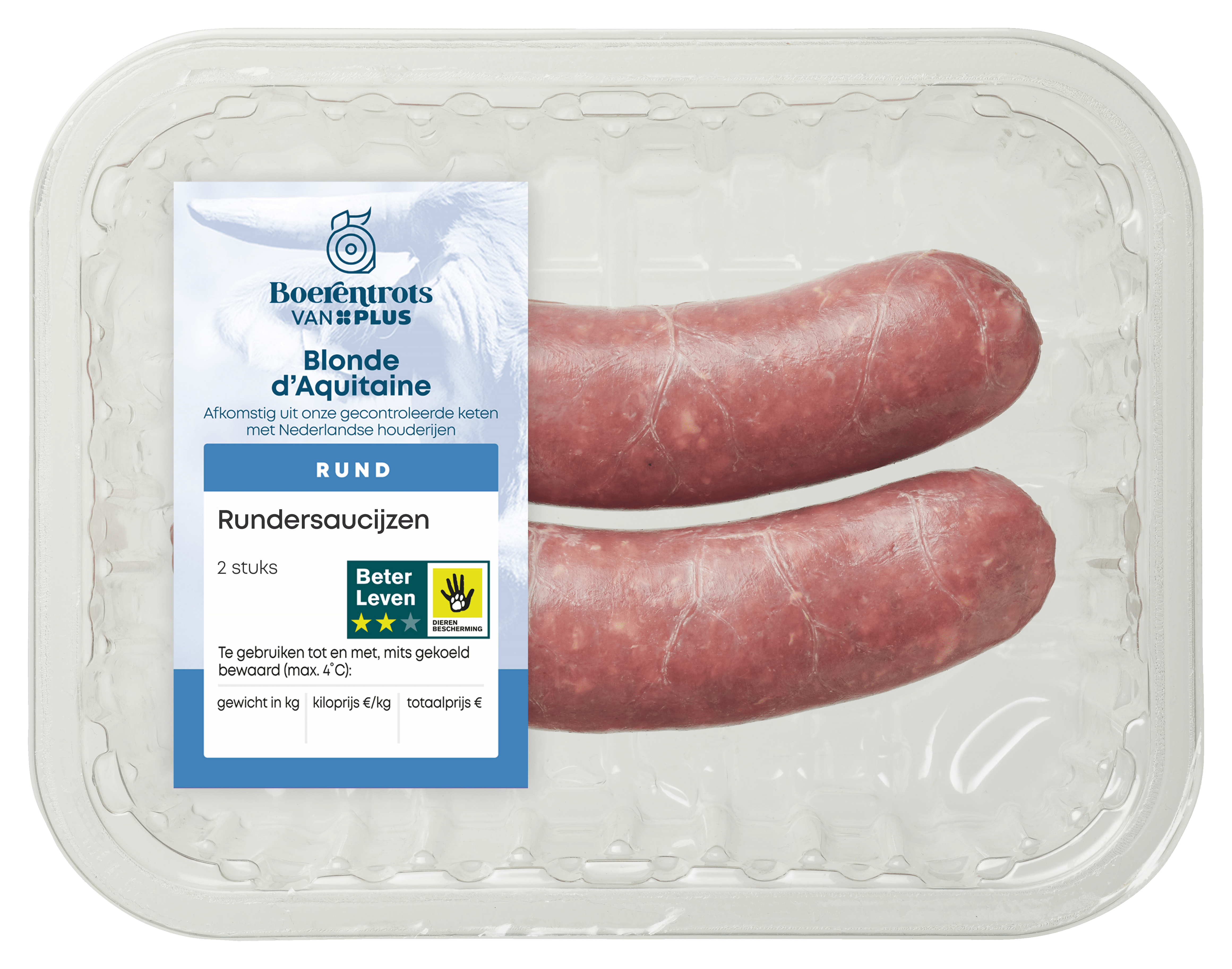 PLUS Boerentrots Rundersaucijzen 2 stuks Stuk 190 g