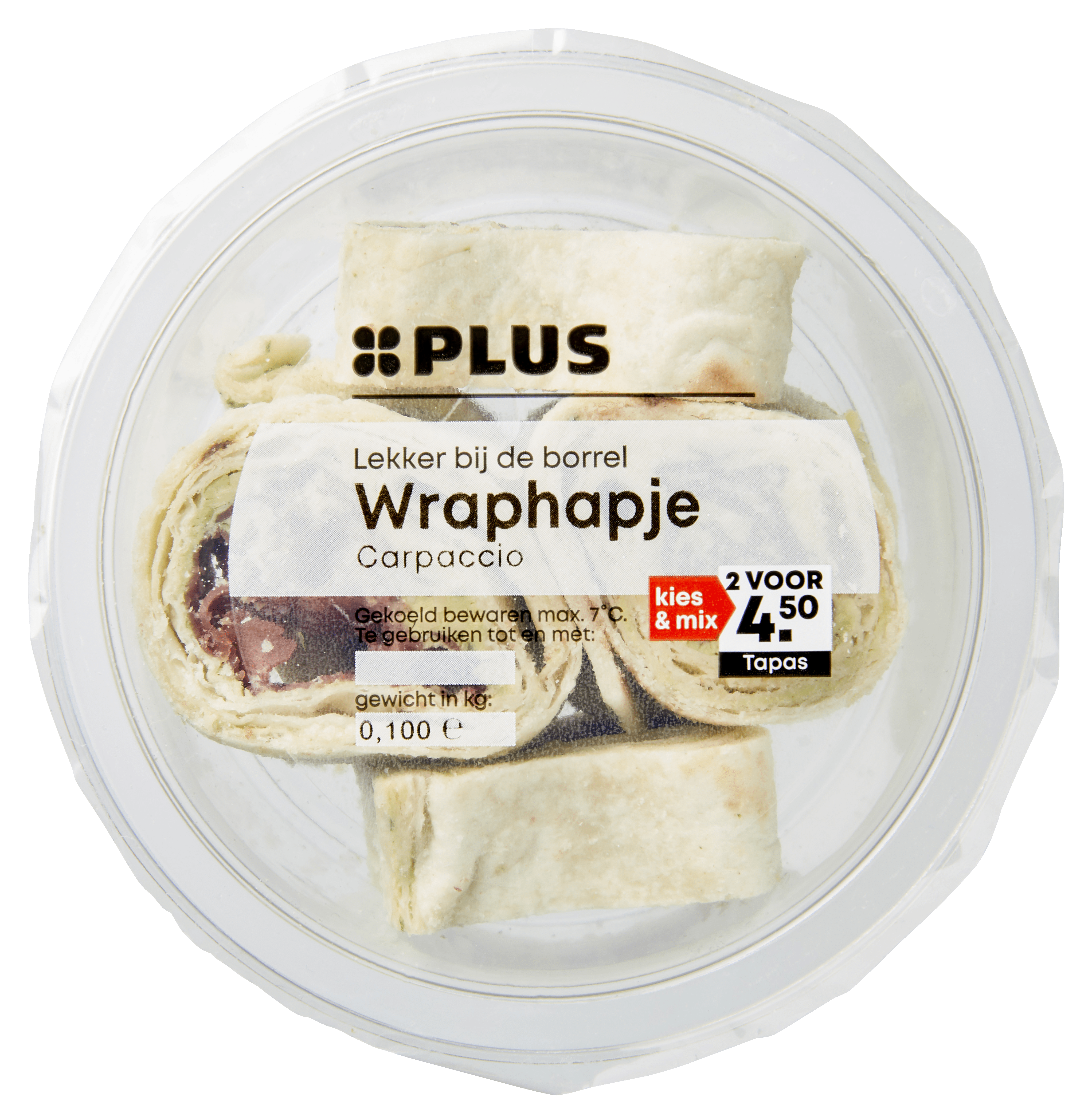 PLUS Wraphapje Carpaccio Bakje 100 g