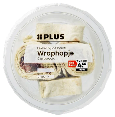 PLUS Wraphapje Carpaccio Bakje 100 g