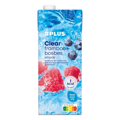 PLUS Clear framboos bosbes Pak 1500 ml