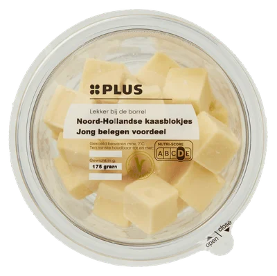 PLUS N-Holl Kaasblokjes J-Belegen Bakje 175 g