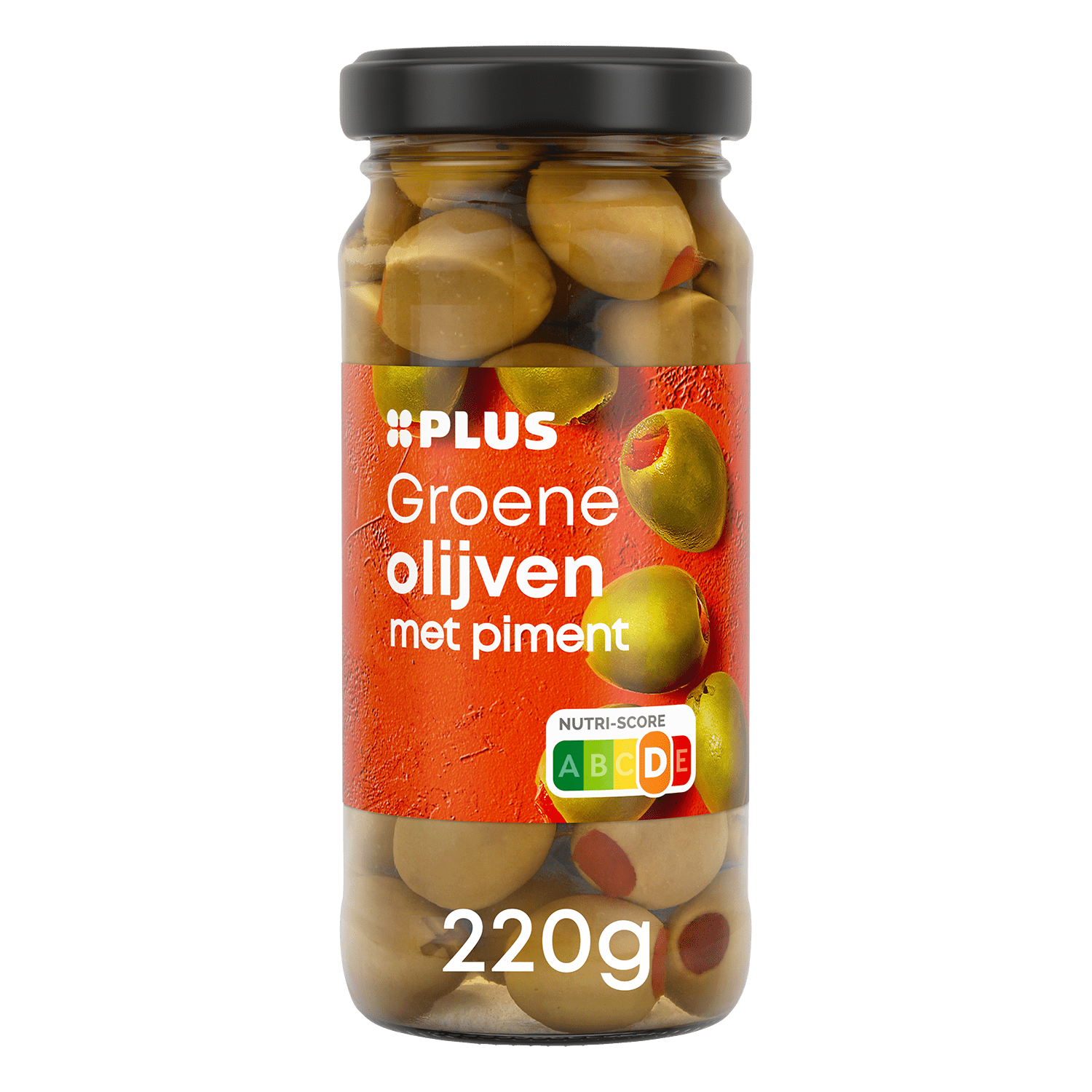 PLUS Groene olijven met piment