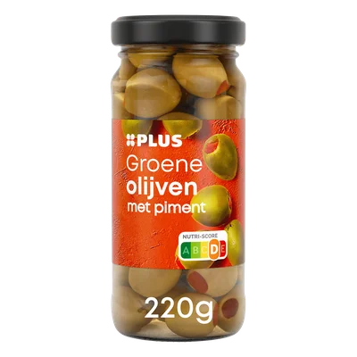 PLUS Groene olijven met piment