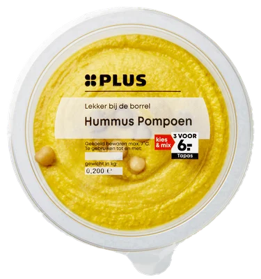 PLUS Hummus pompoen Bakje 200 g