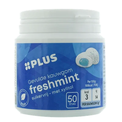 PLUS Kauwgom filled Freshmint Pot 100 g