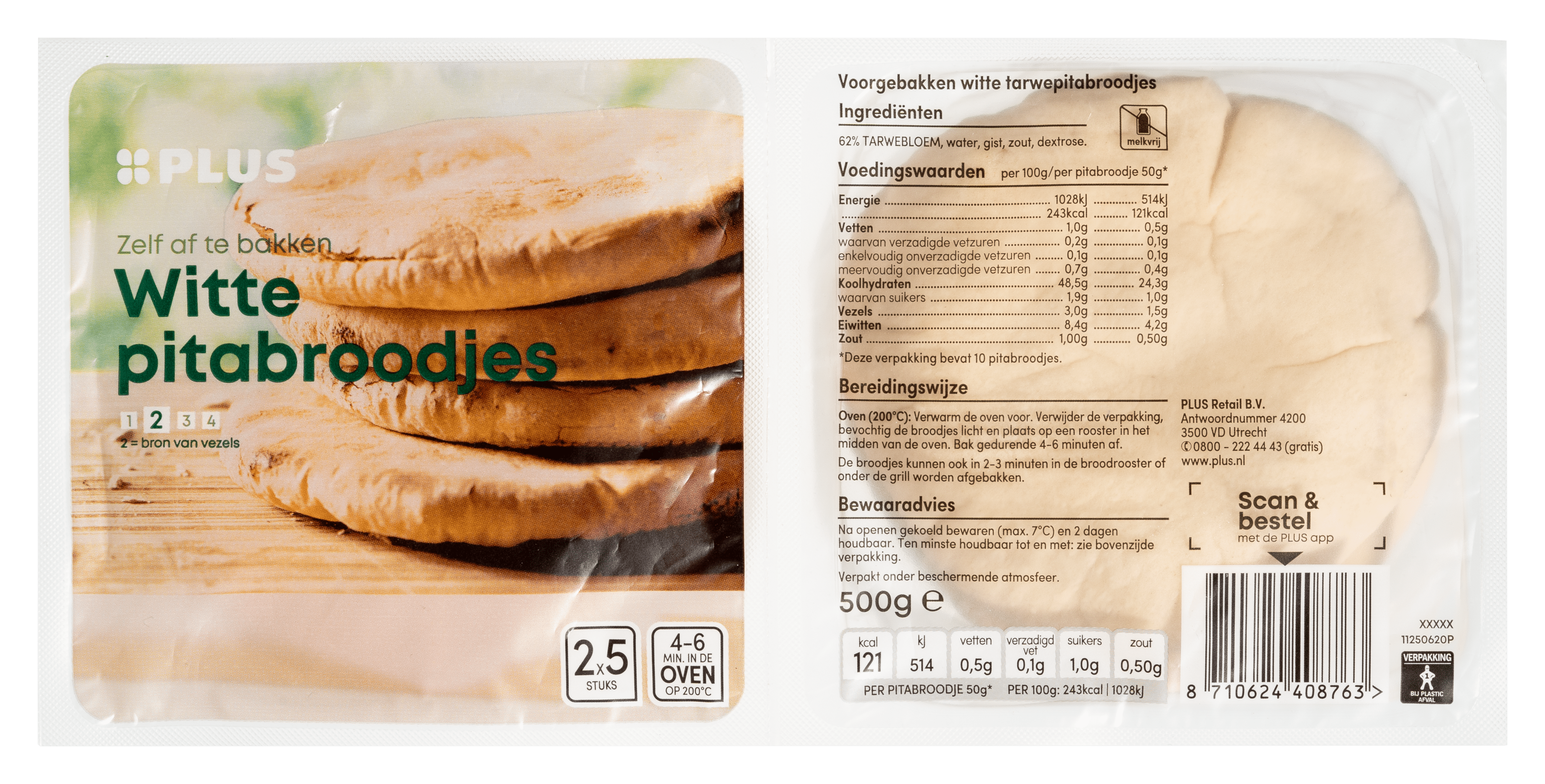 PLUS Pitabroodjes 2x5st Zak 500 g