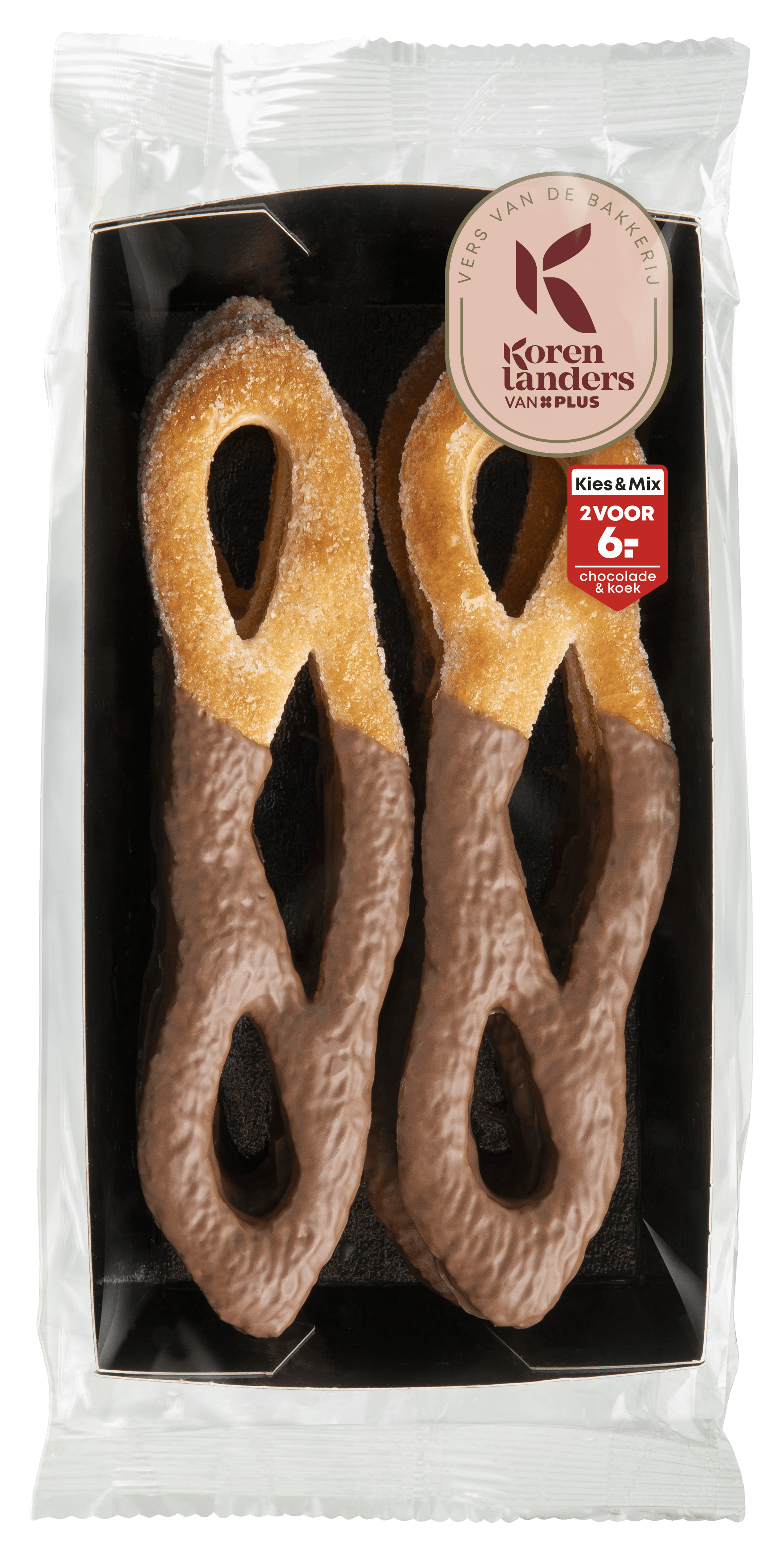 PLUS Korenlanders Reuze krakelingen met chocolade Doos 190 g