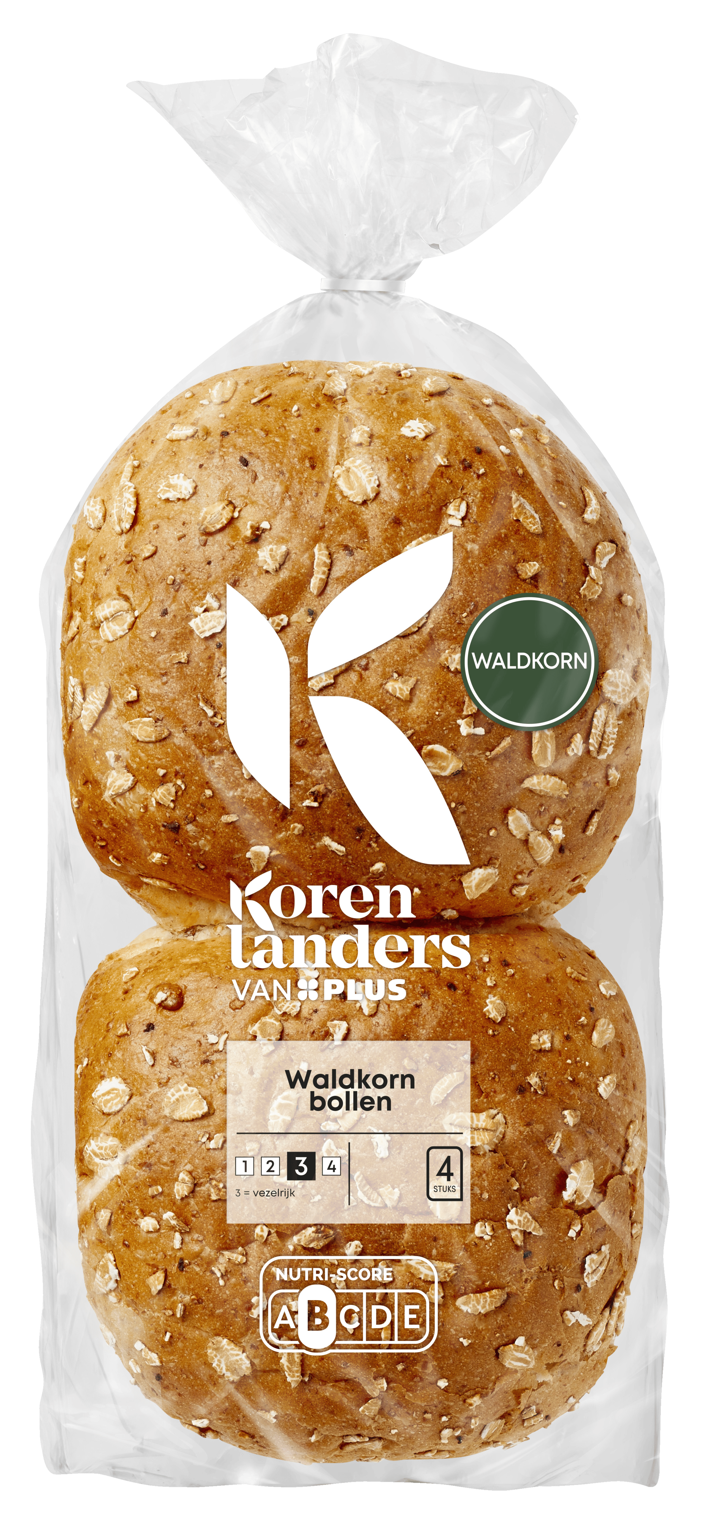 PLUS Korenlanders Waldkorn bollen Zak 4 st