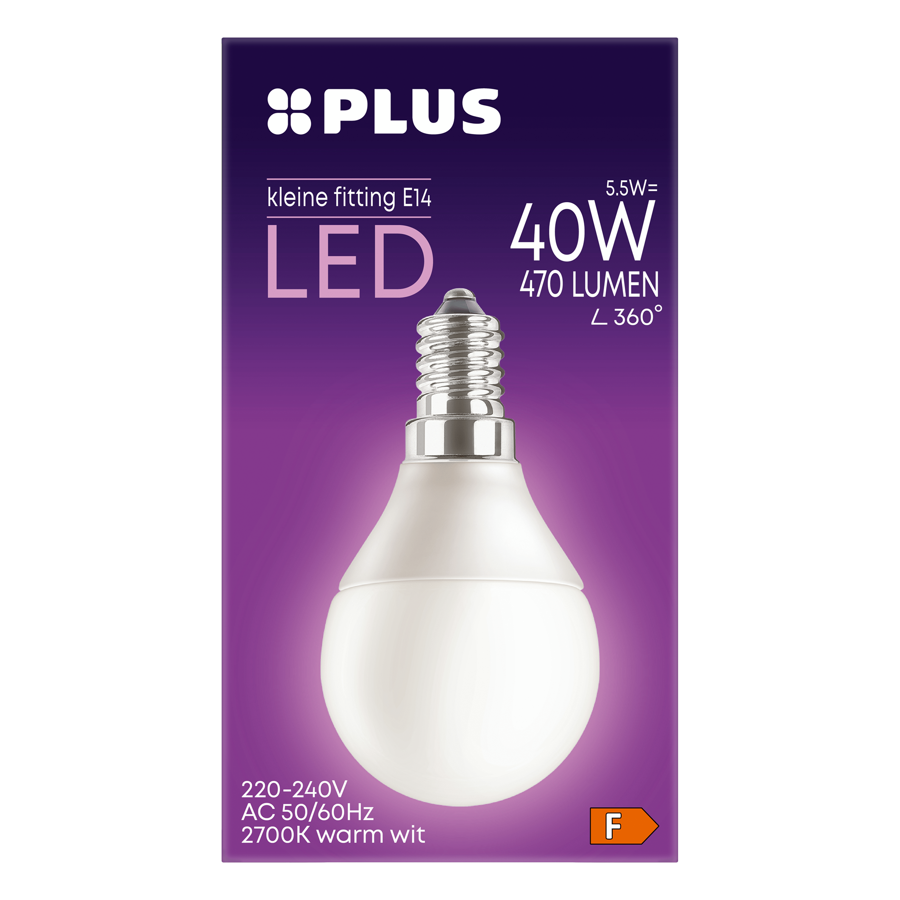 PLUS Lamp LED 40W Kogel kleine fitting mat Doos 1 st