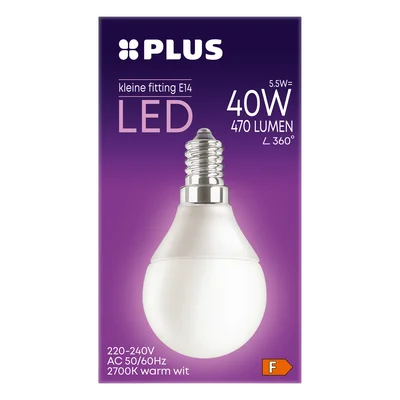 PLUS Lamp LED 40W Kogel kleine fitting mat Doos 1 st