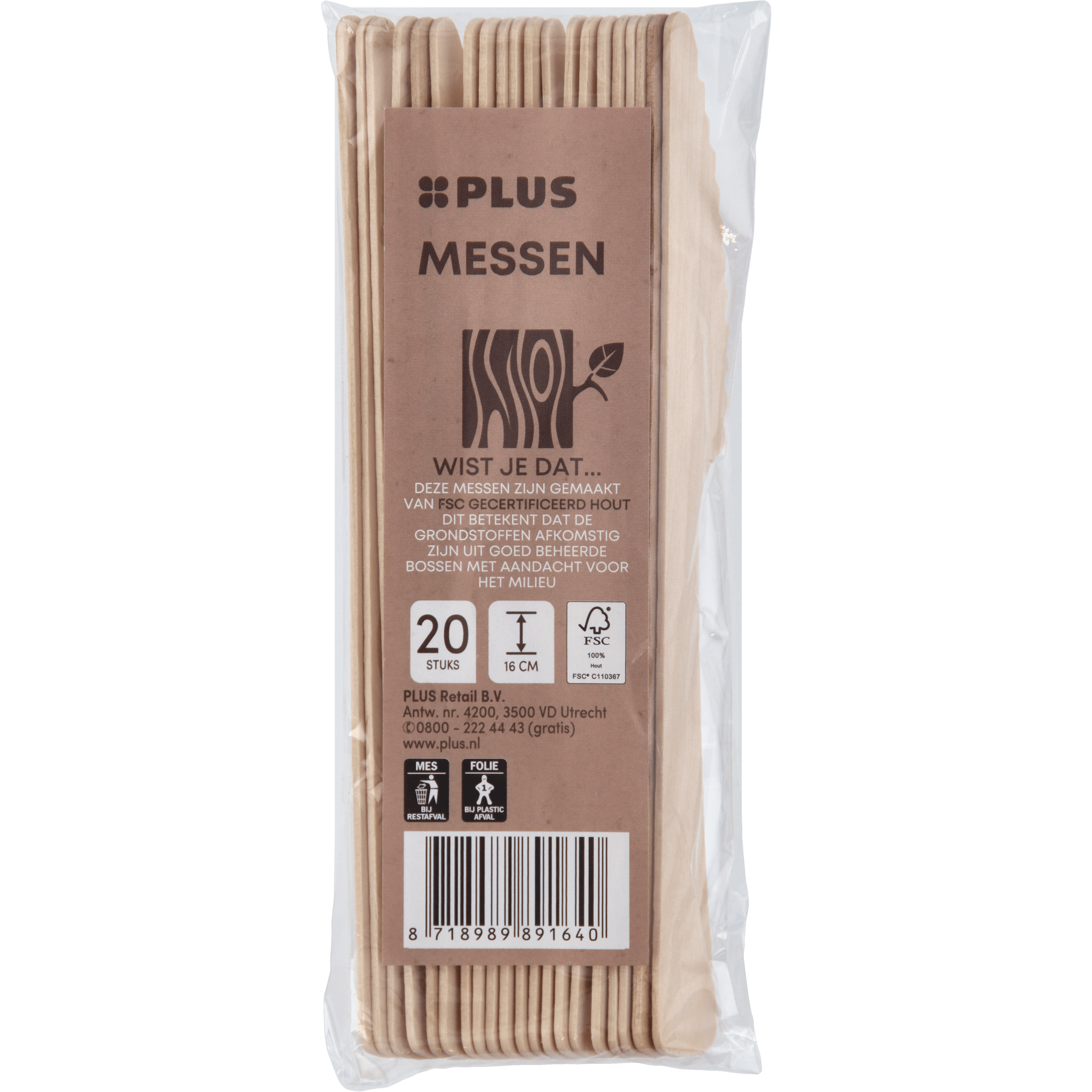 PLUS Mes hout FSC Wikkel 20 st