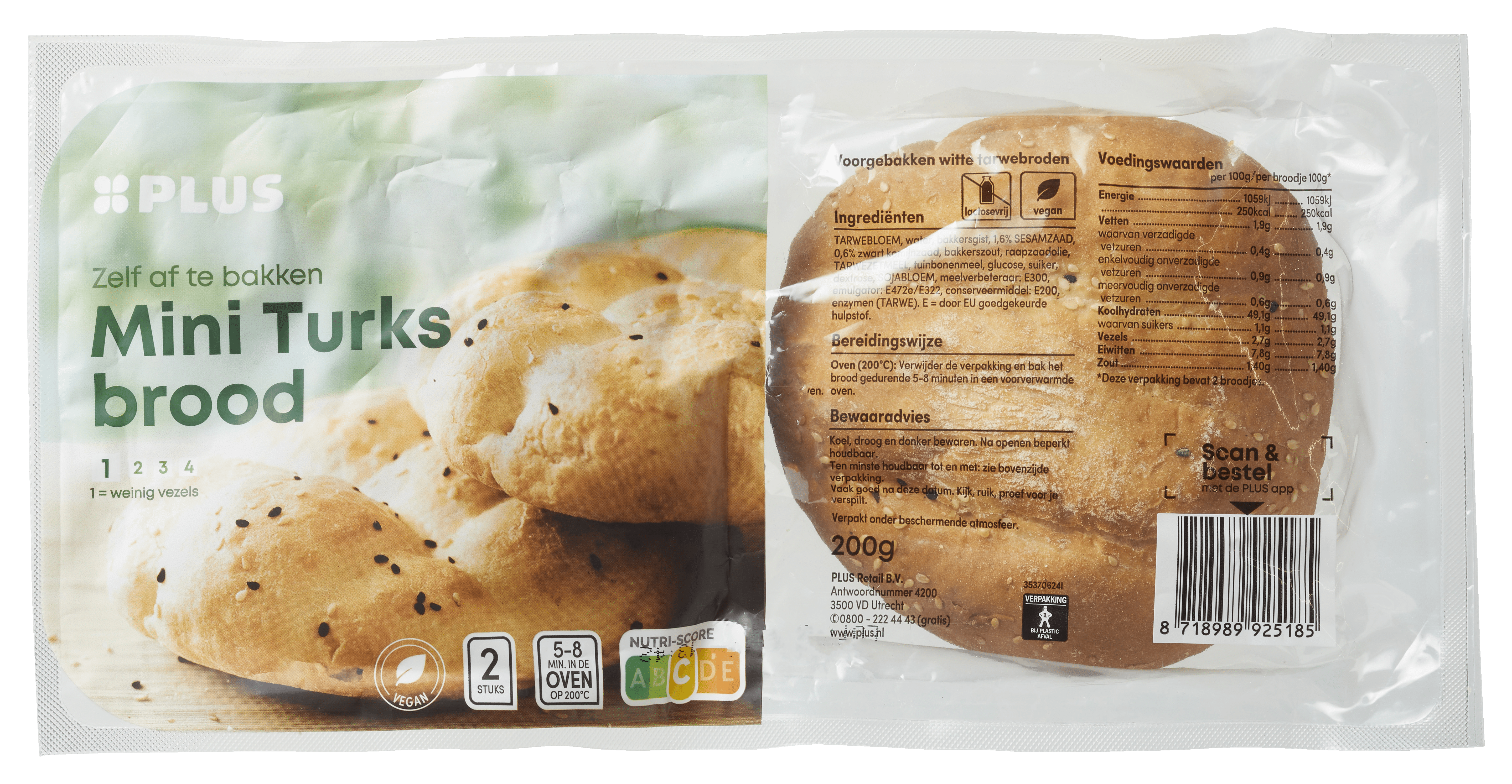 PLUS Mini Turks brood Zak 2 st