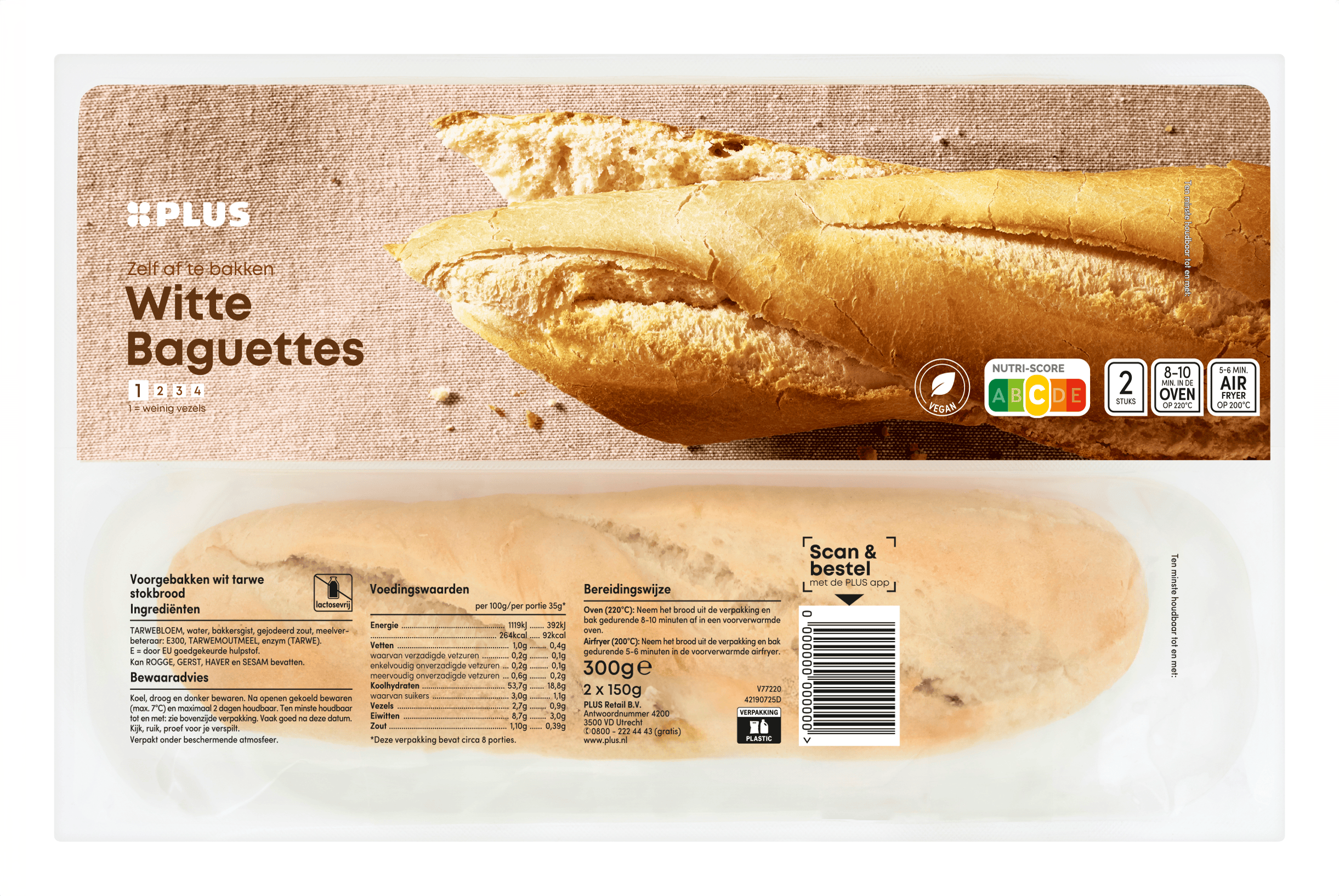 PLUS Baguettes wit Zak 300 g