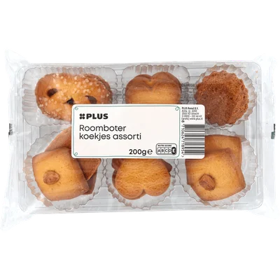 PLUS Koekjes assorti roomboter Tray 200 g