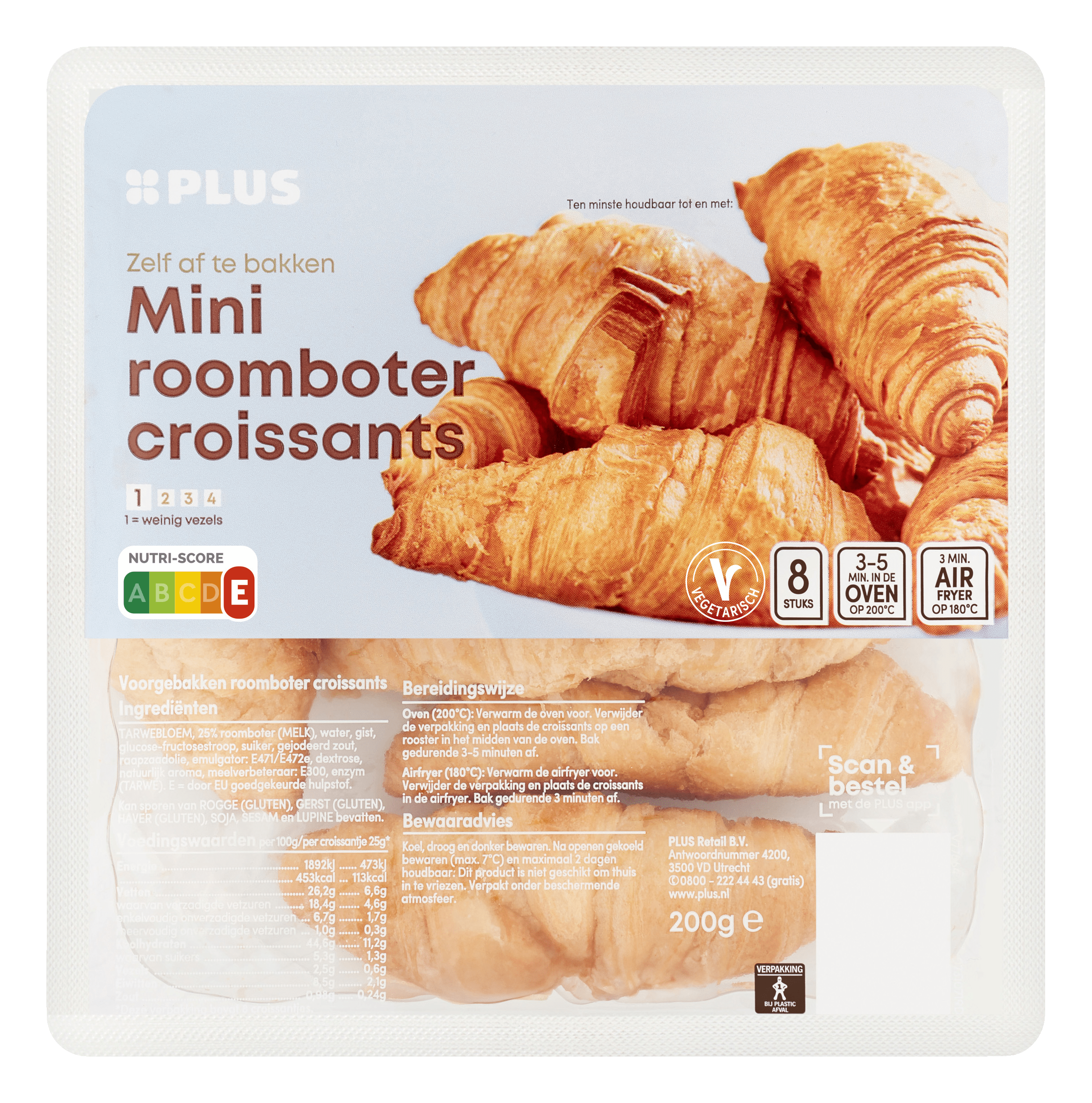 PLUS Croissants roomboter mini Zak 200 g