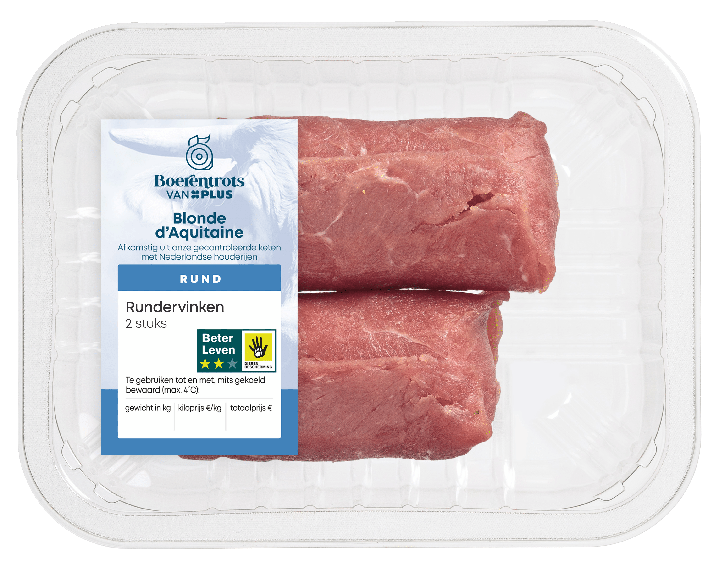 PLUS Boerentrots Blonde d'Aquitaine rundervinken 2 stuk