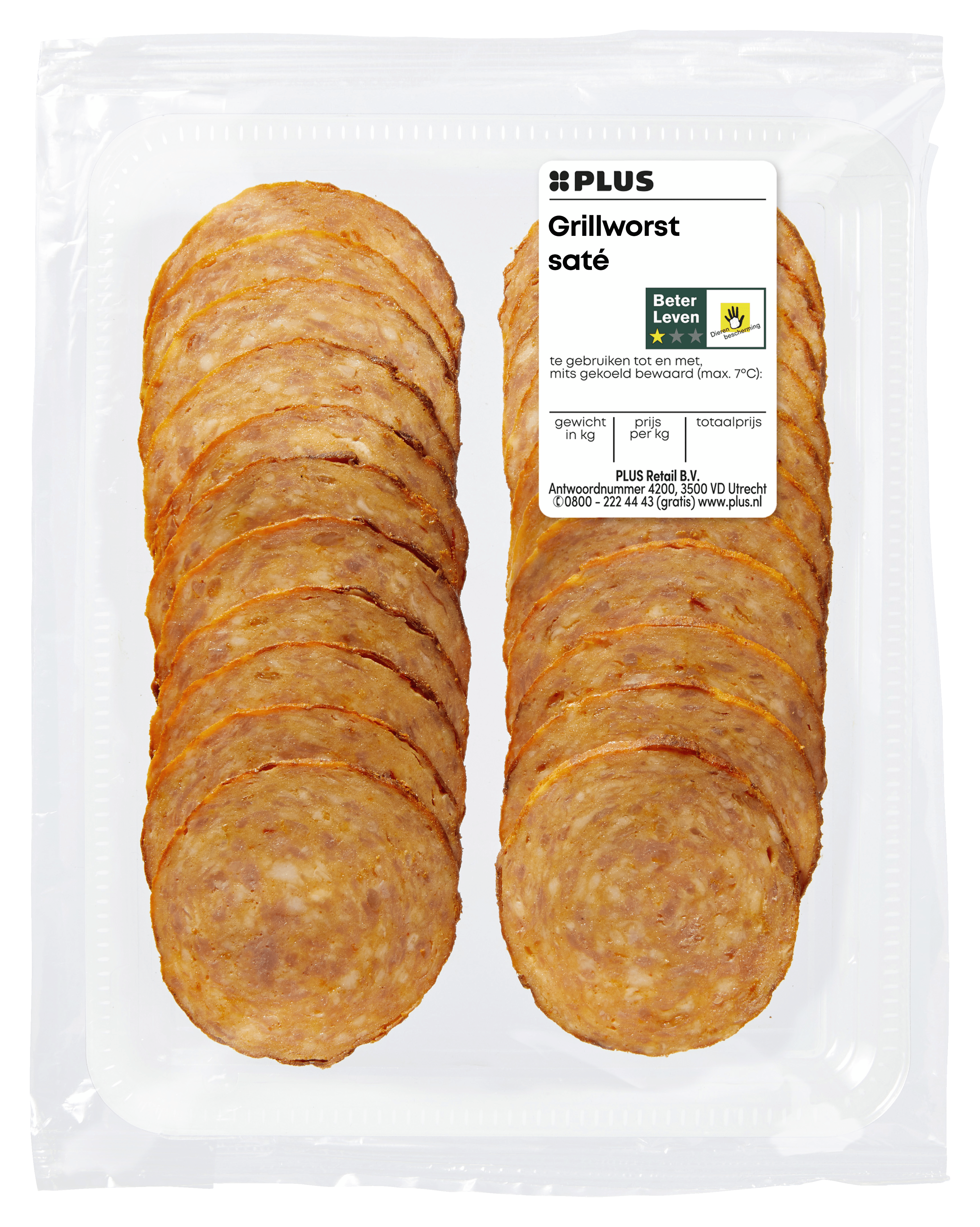 PLUS Grillworst saté 125 gram