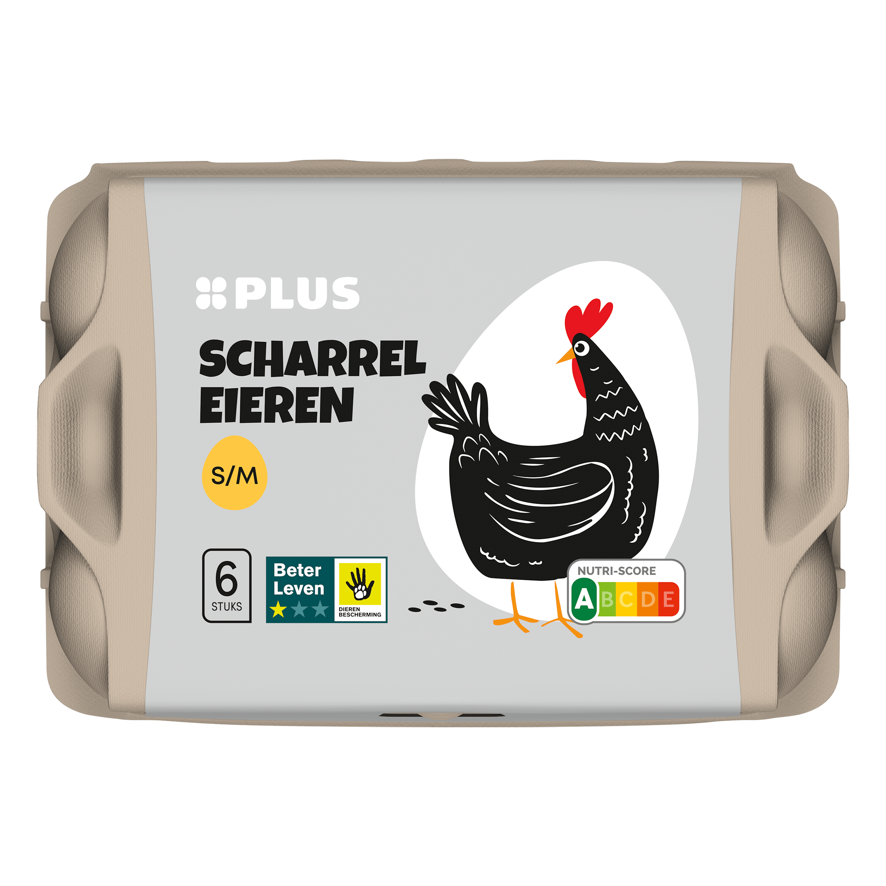 PLUS Scharreleieren S/M 6ST Bakje 6 st
