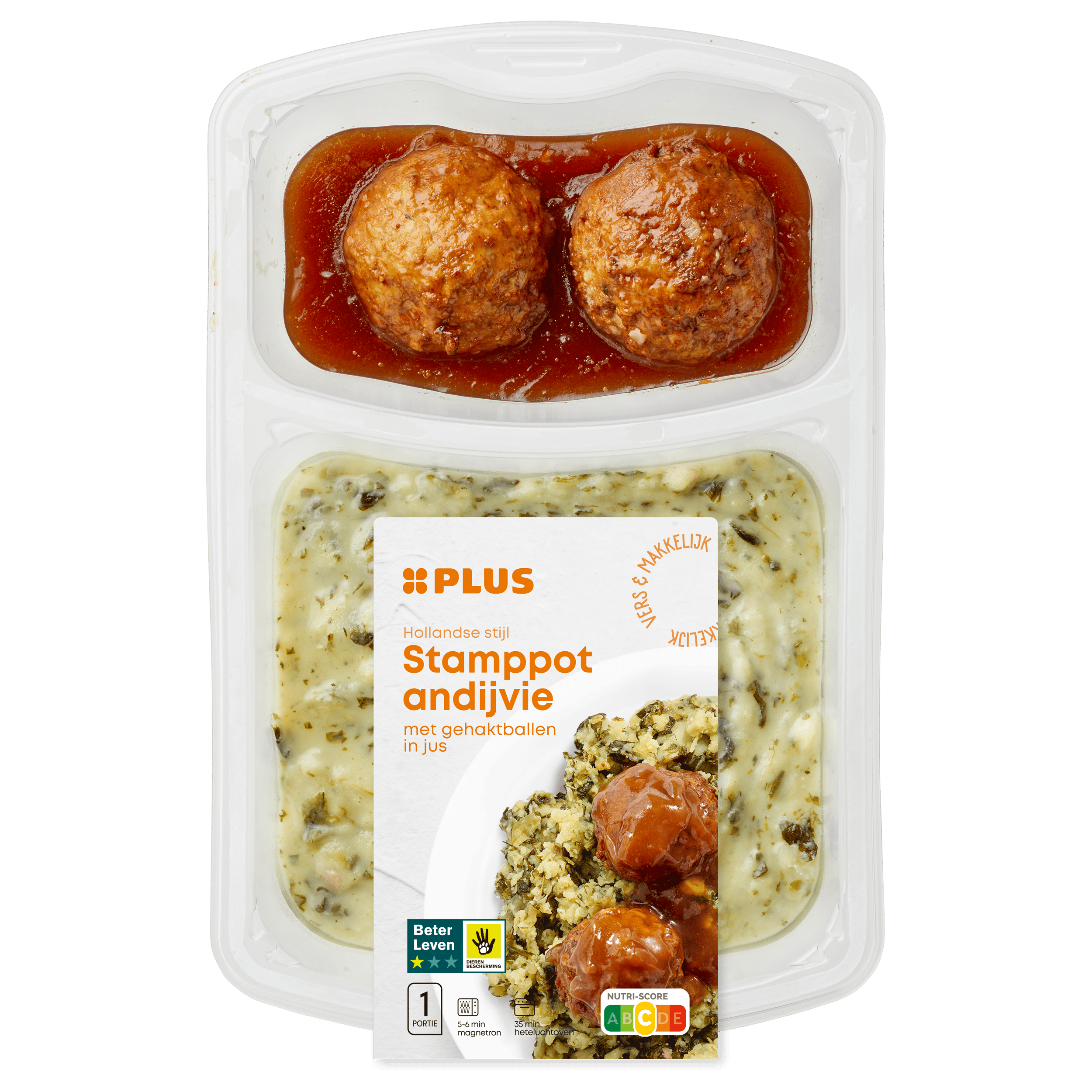 PLUS Andijvie stamppot gehaktb jus Tray 500 g