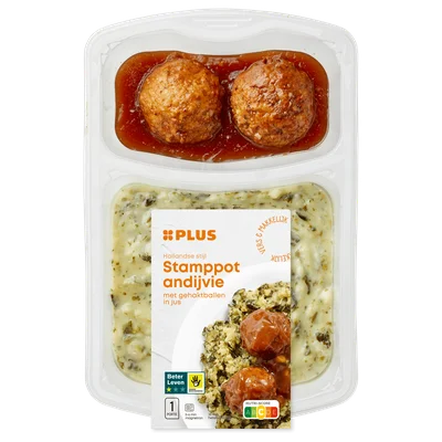 PLUS Andijvie stamppot gehaktb jus Tray 500 g