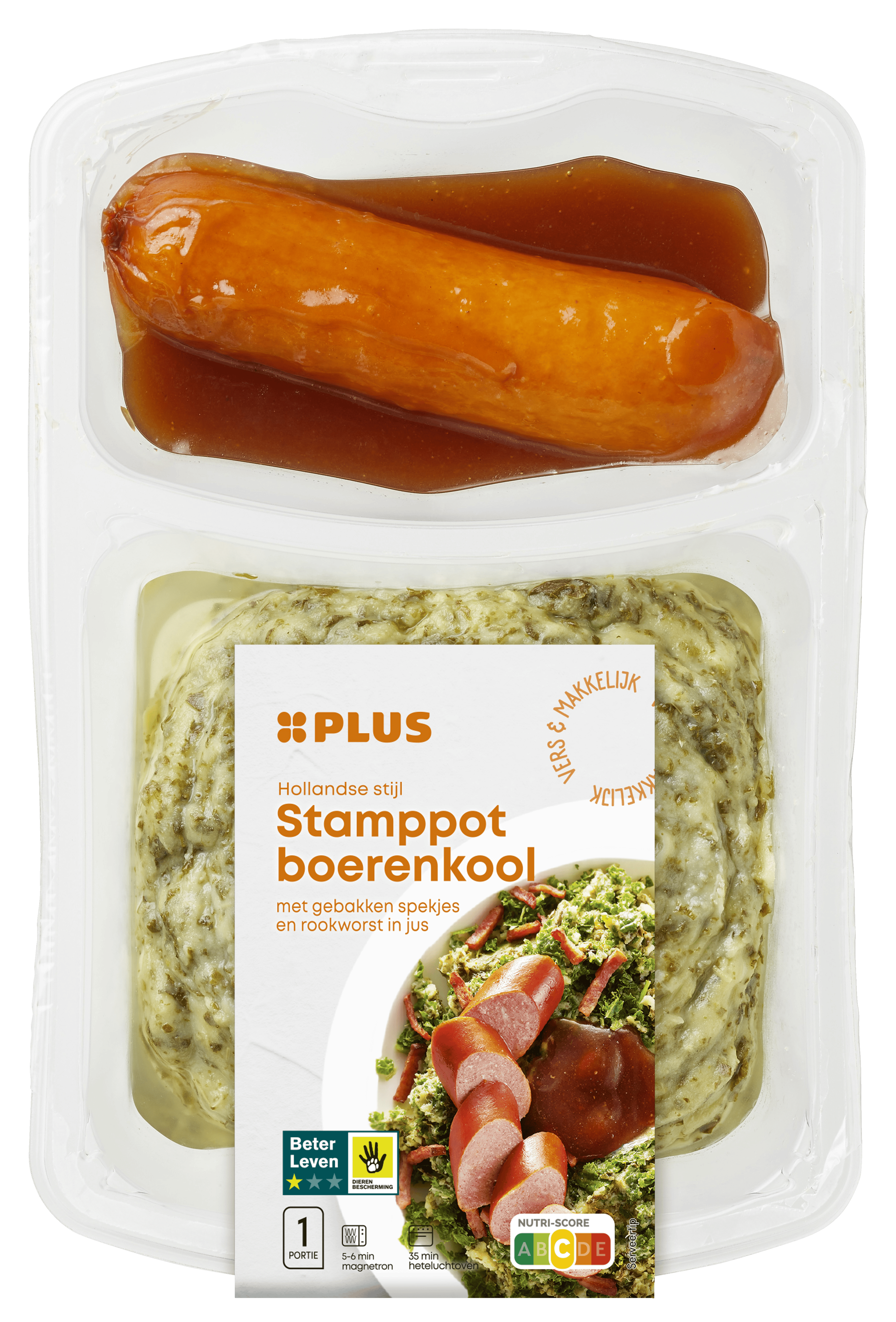 PLUS Stamppot boerenkool rookworst Tray 500 g