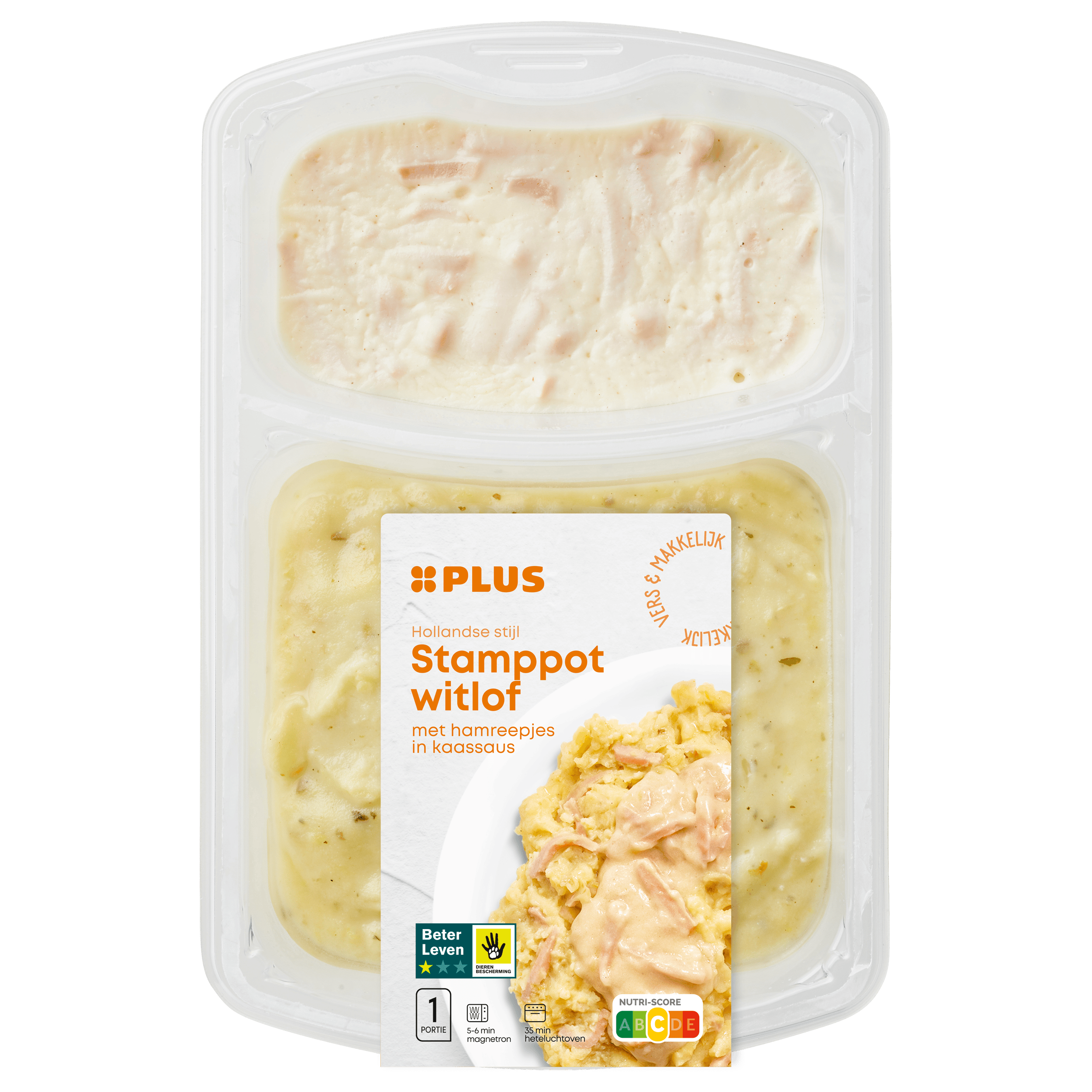 PLUS Witlofstamppot met ham in kaassaus