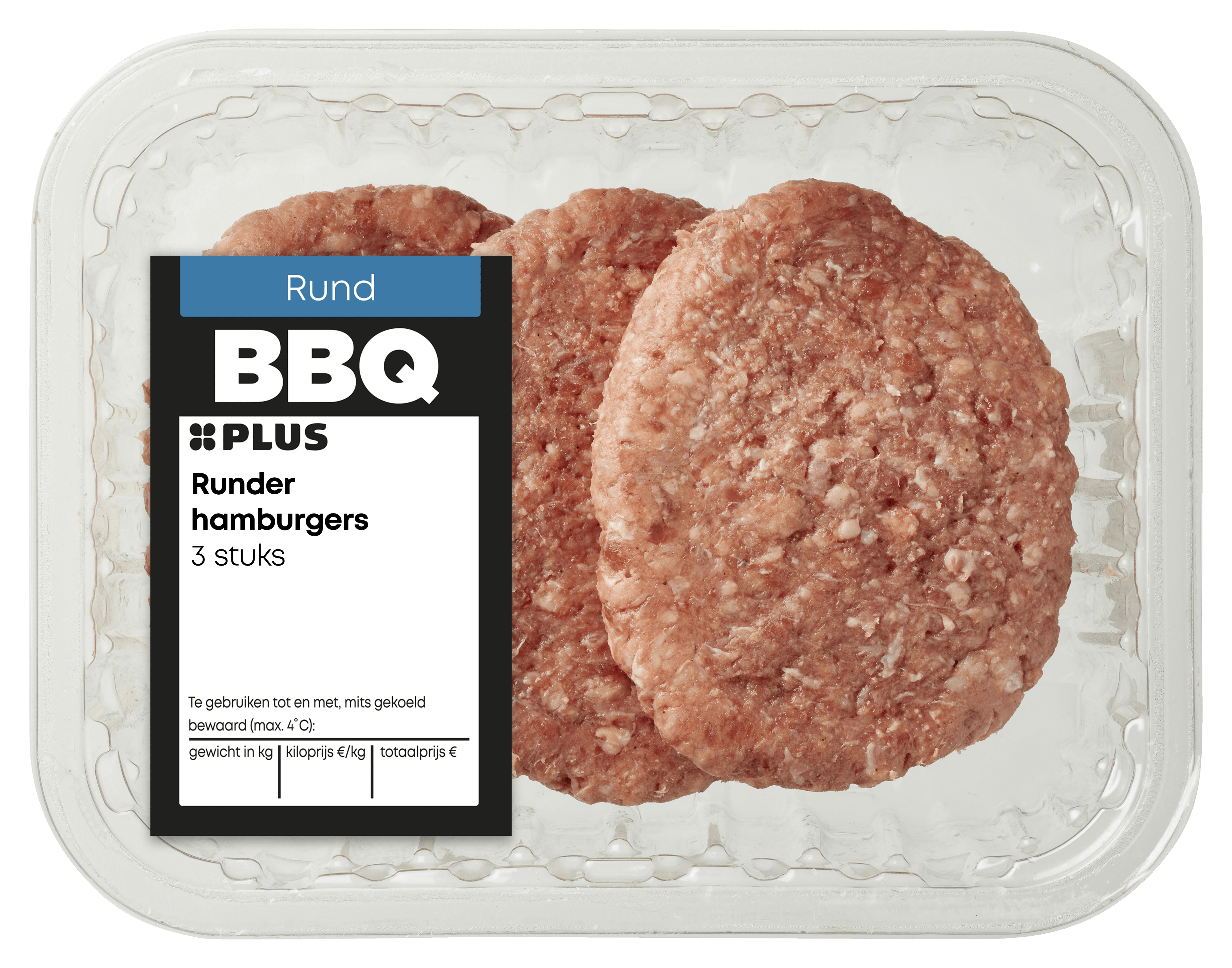PLUS Runder hamburger 3 stuks