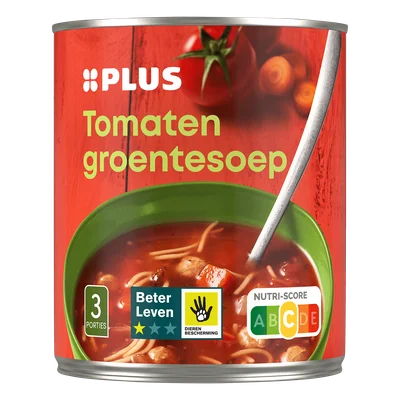 PLUS Tomaten groentesoep BLK 1 ster Blik 800 ml