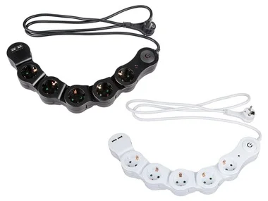 POWERFIX Flexibele stekkerdoos, 5 stopcontacten