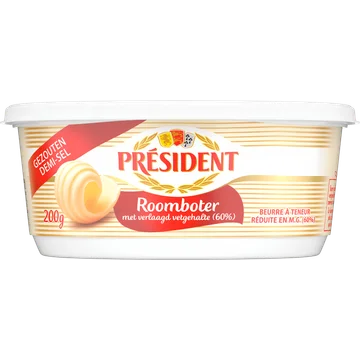 Président Gezouten Roomboter met Verlaagd Vetgehalte (60%) 200 g