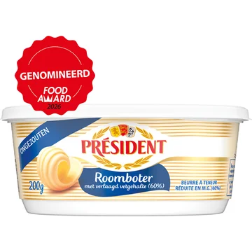 Président Roomboter met Verlaagd Vetgehalte (60%) Ongezouten 200 g