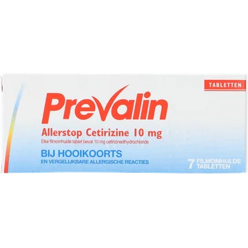 Prevalin Allerstop cetirizine 10 mg tabletten bij hooikoorts, 7 stuks