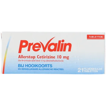Prevalin Allerstop cetirizine 10 mg tabletten bij hooikoorts, 21 stuks