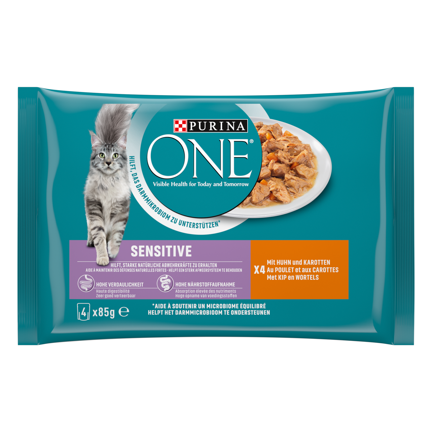 Purina One Kattenvoer sensitive kip 4 st.