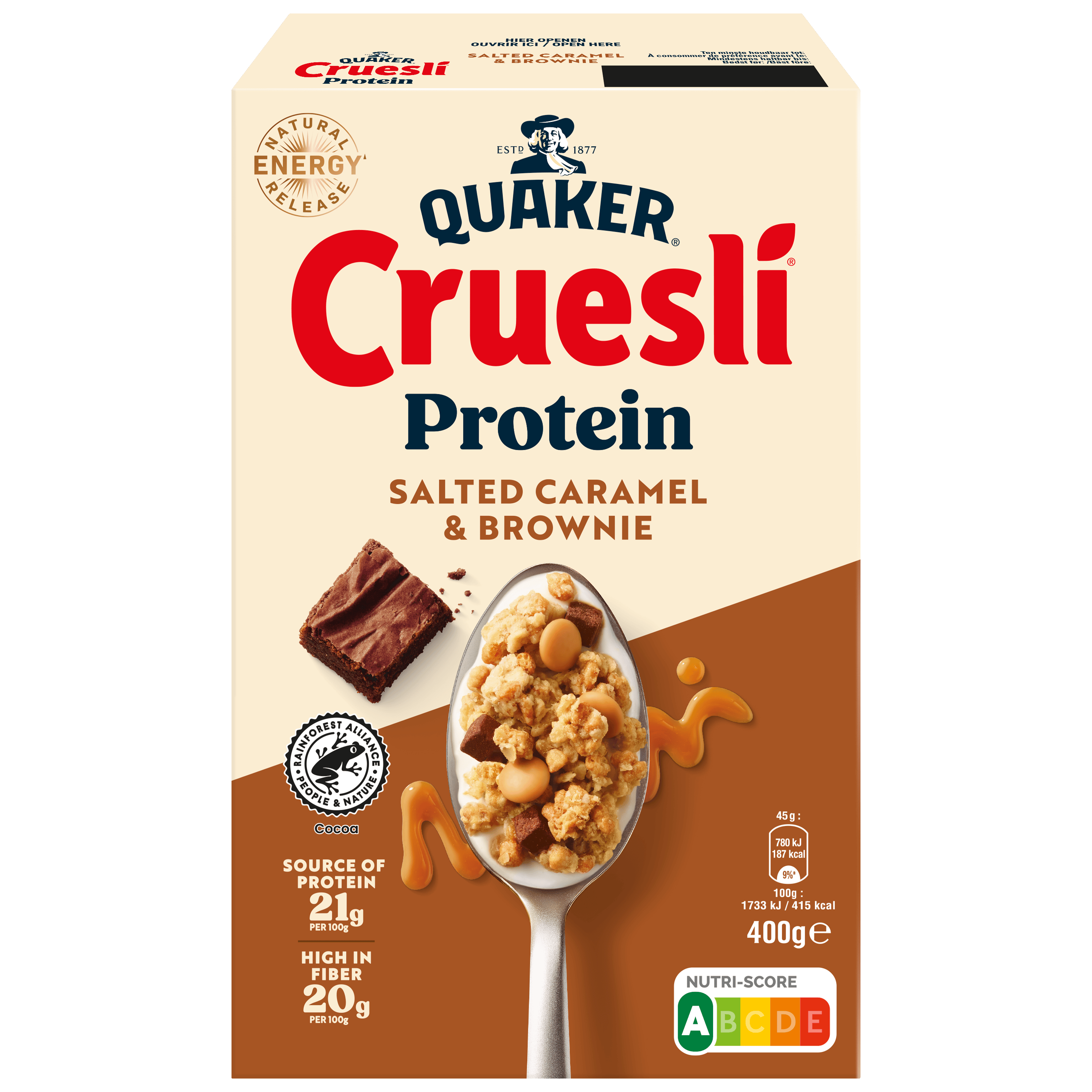 Quaker Cruesli Proteine Car Brow Doos 400 G