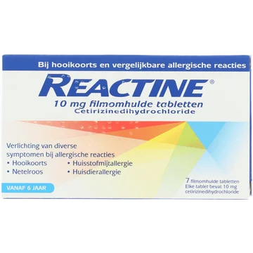 Reactine Tabletten bij hooikoorts of allergie 10mg, 7 stuks