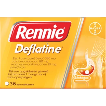 Rennie Deflatine kauwtabletten bij opgeblazen gevoel of winderigheid, 36 stuks