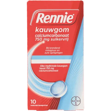 Rennie Kauwgum Calciumcarbonaat 750 mg Suikervrij