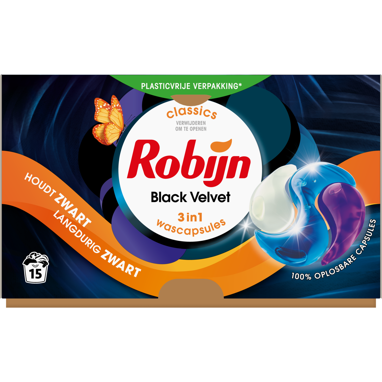 Robijn Vloeibaar wasmiddel 3 in 1 caps. Black velvet