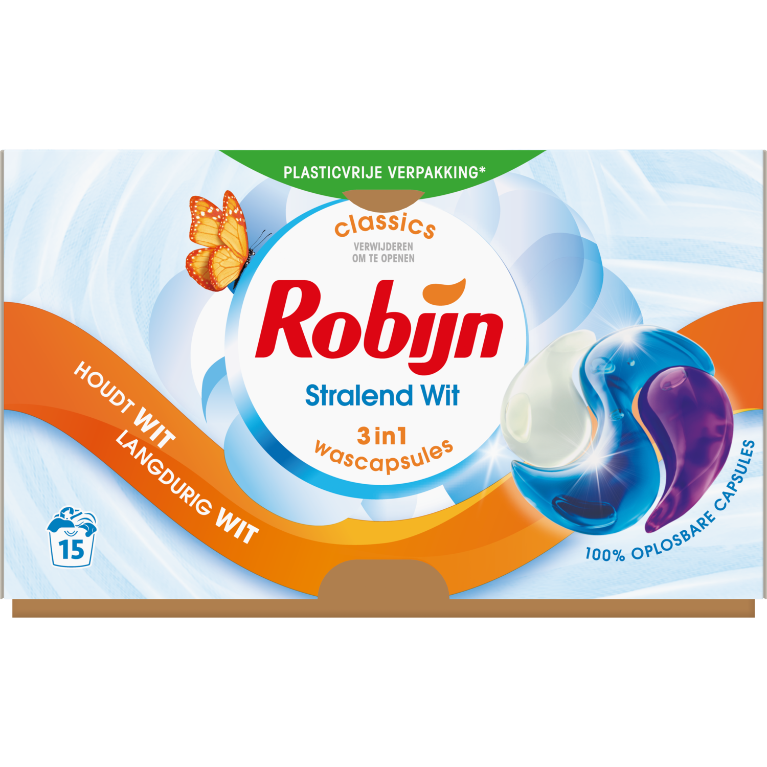 Robijn Vloeibaar wasmiddel 3 in 1 caps. stralend wit