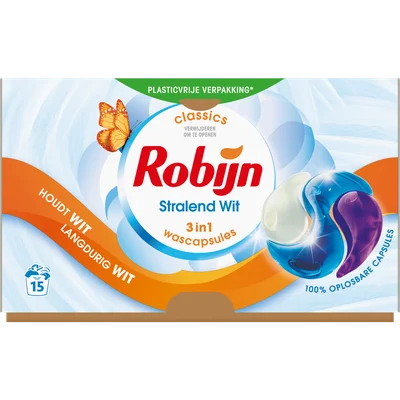 Robijn Vloeibaar wasmiddel 3 in 1 caps. stralend wit