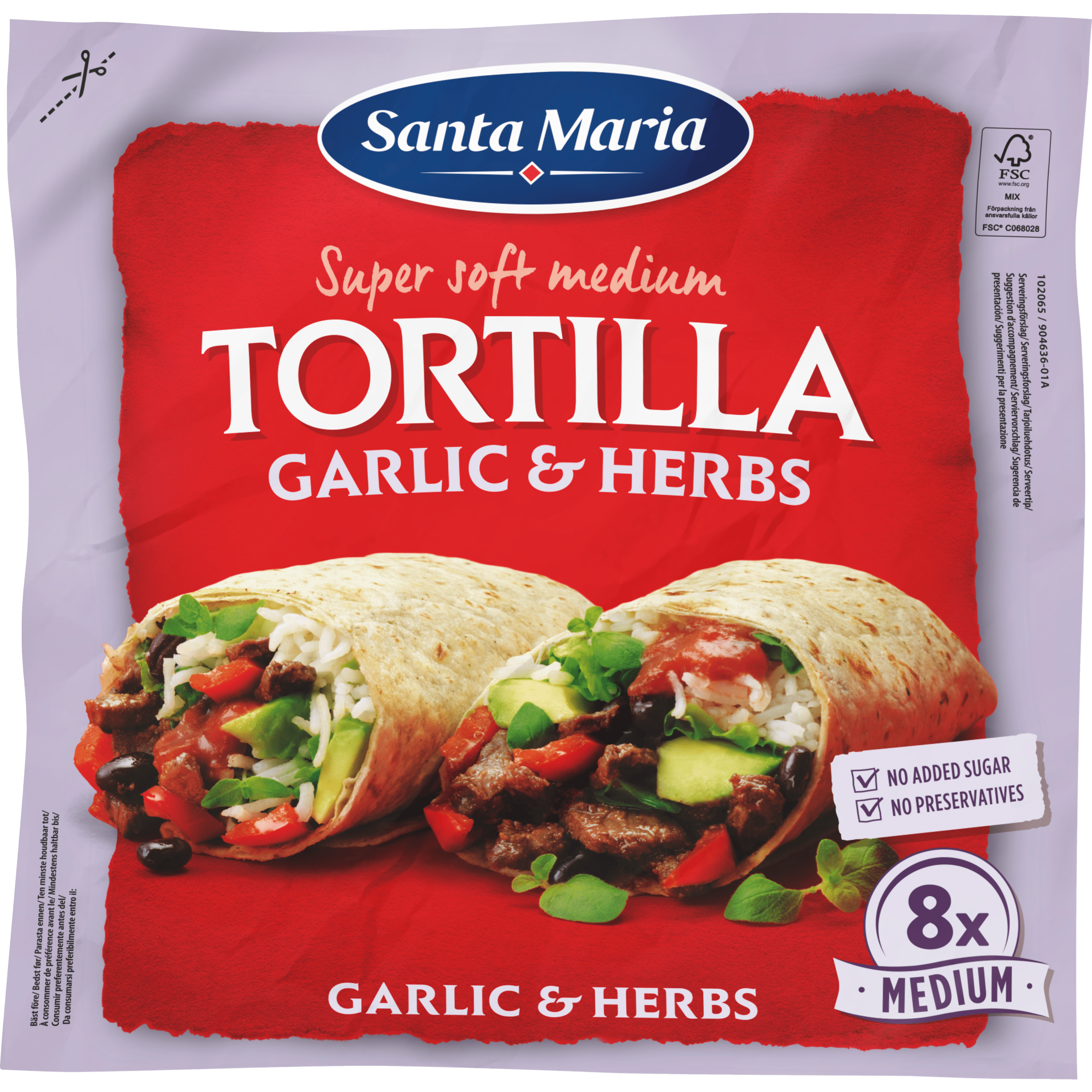 Santa maria Tortilla wrap Garlic + Herbs 8st Zak 320 g