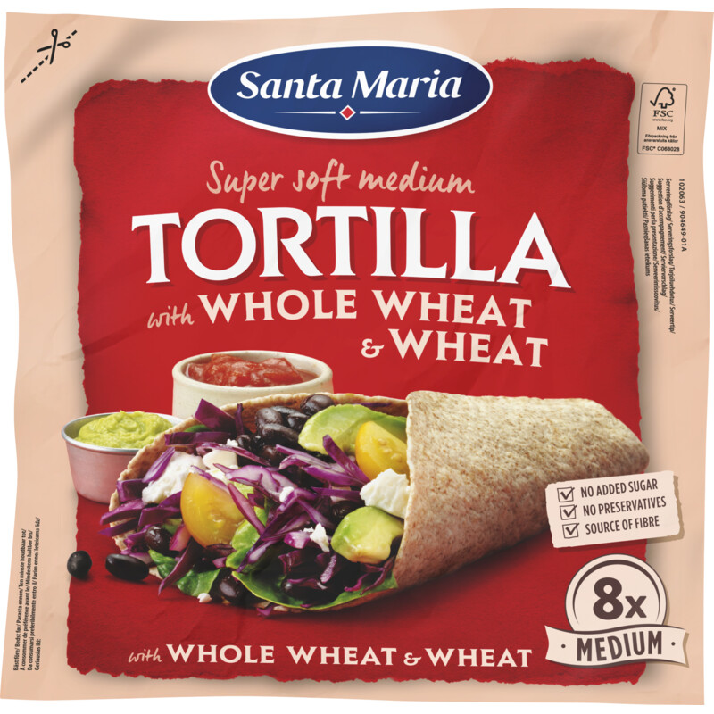 Santa Maria Tortilla wraps met volkorentarwe 8x med
